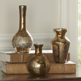 Gold Mercury Gl Vase Wayfair Barros Golden Mercury Gl Vases Set Of 3