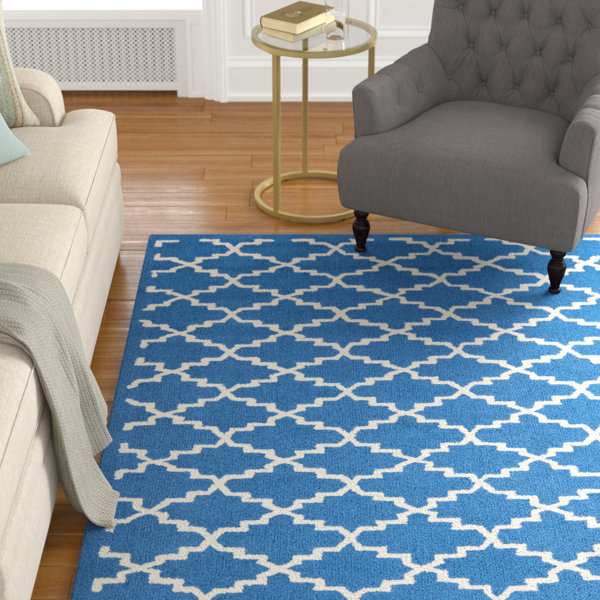 Fullerton Hand-Hooked Cotton Indigo/Ivory Area Rug by Alcott Hill