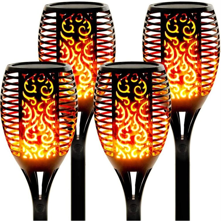 Solar Dancing Flame LED Torch Stake Flickering Waterproof Outdoor Garden Lights 