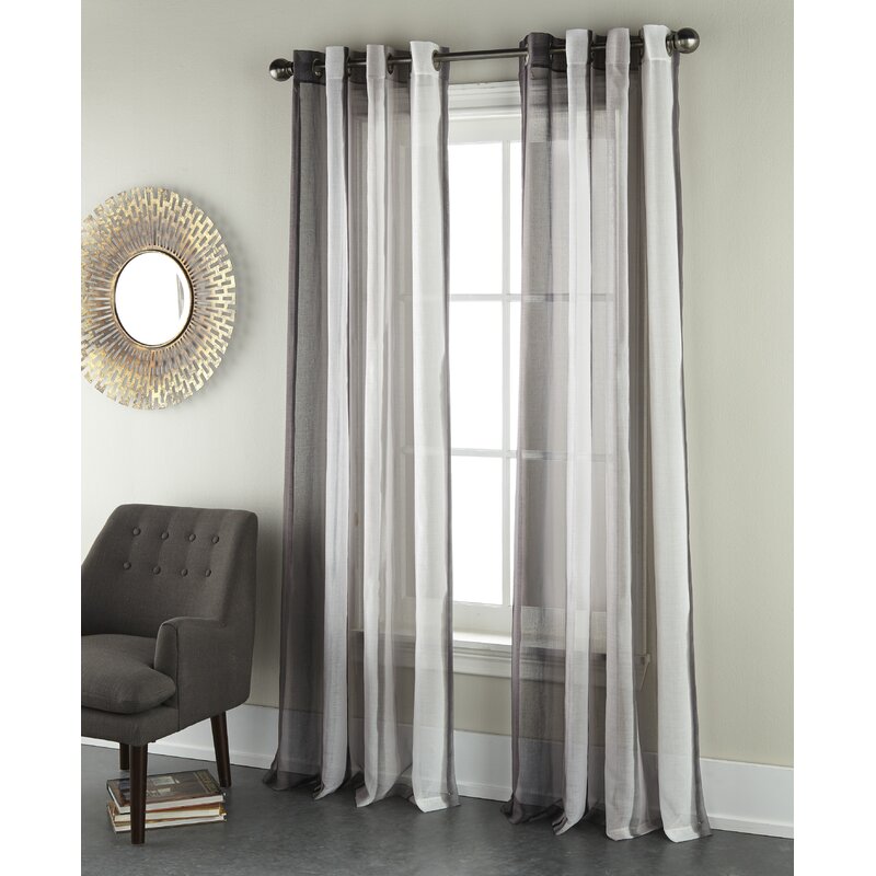 Orren Ellis Viktor Striped Sheer Curtain Panels | Wayfair