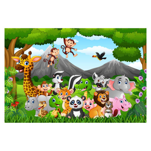 Wild Jungle Animals 2.9m x 4.32m Textured Matte Peel & Stick Wall Mural East Urban Home