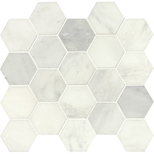White Cream Hexagonal Tile You Ll Love Wayfair Greecian Hexagon Polished 3 X Marble Mosaic Tile In White