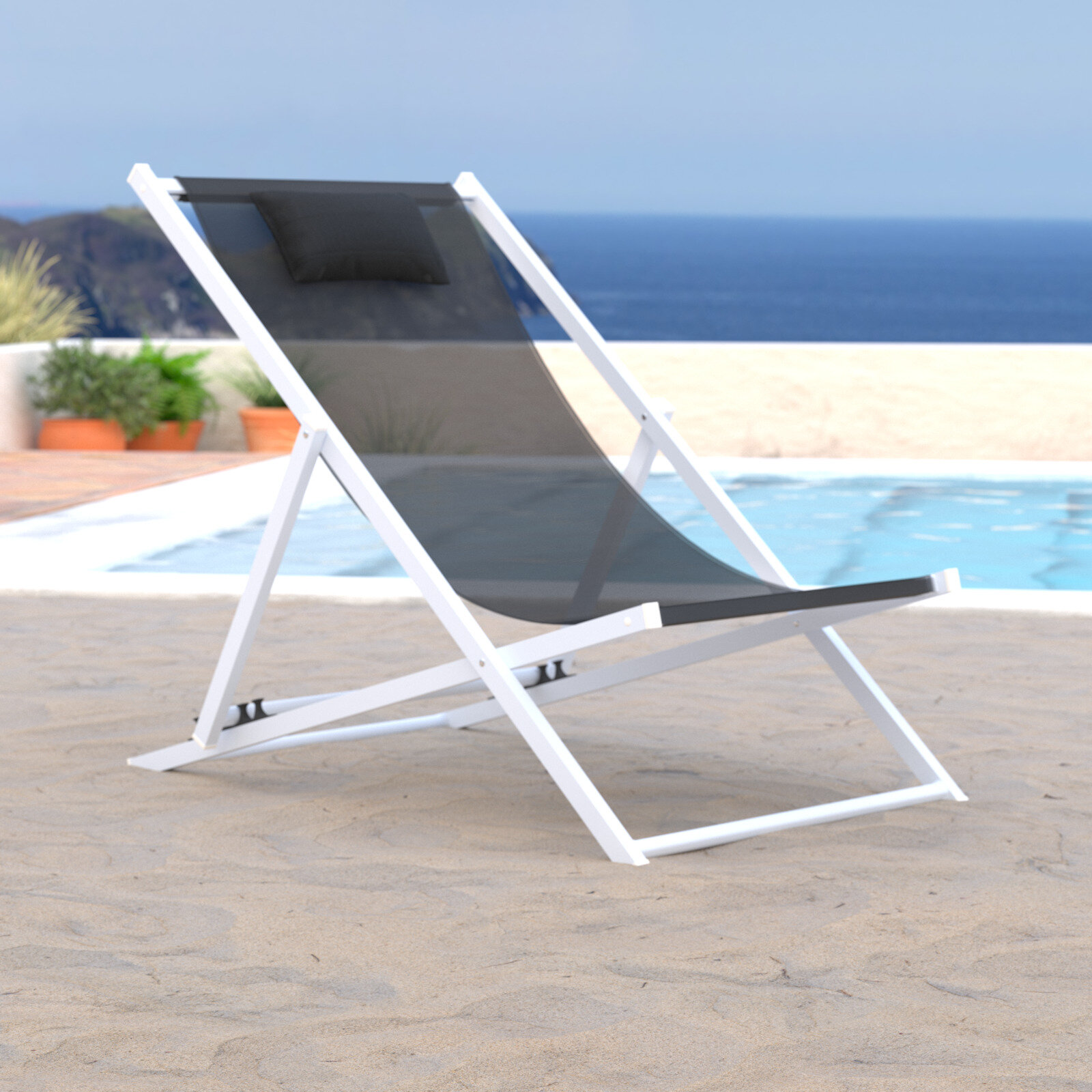 folding beach lounge chair with face hole