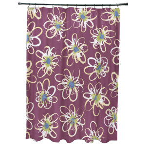 Cherry Penelope Floral Geometric Print Shower Curtain