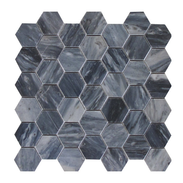 Bardiglio 2 x 2 Marble Mosaic Tile in Dark Gray by Seven Seas