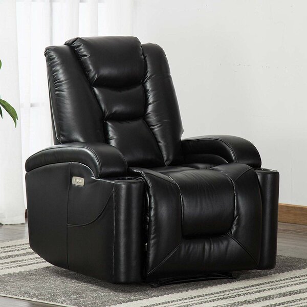 Electric Power Recliner Chair Faux Leather Home Theater Individual Seating By Red Barrel Studio