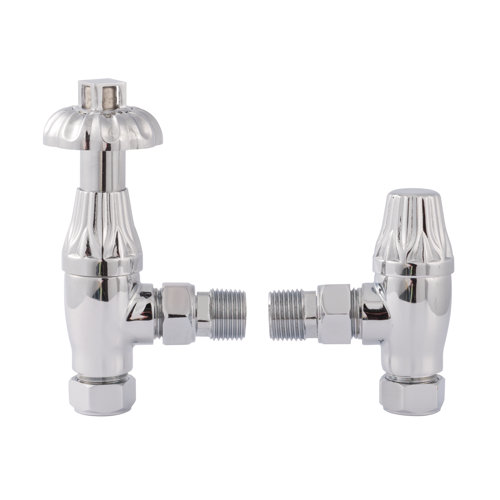Duratherm Classic Chrome Angled Thermostatic Radiator Valve Pack - 15mm