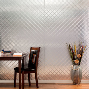 Quilted 4' x 8' PVC Backsplash Panel in Brushed Aluminum