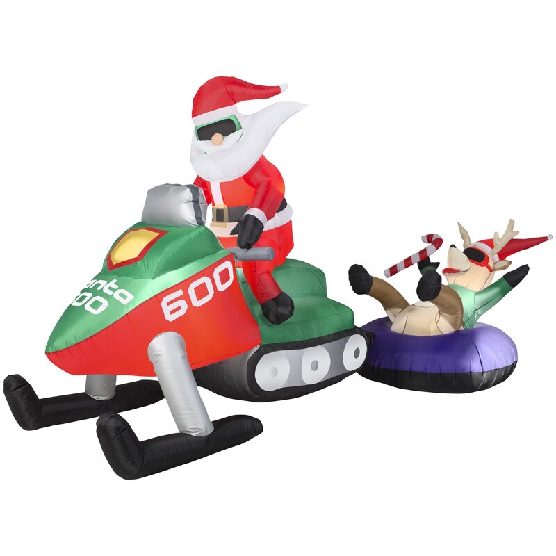 Gemmy Industries Airblown-Santa Snowmobile Scene Christmas Inflatable ...