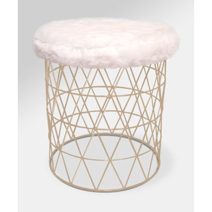 White Furry Vanity Stool Wayfair Mccarty Modern Furry Round Vanity Stool