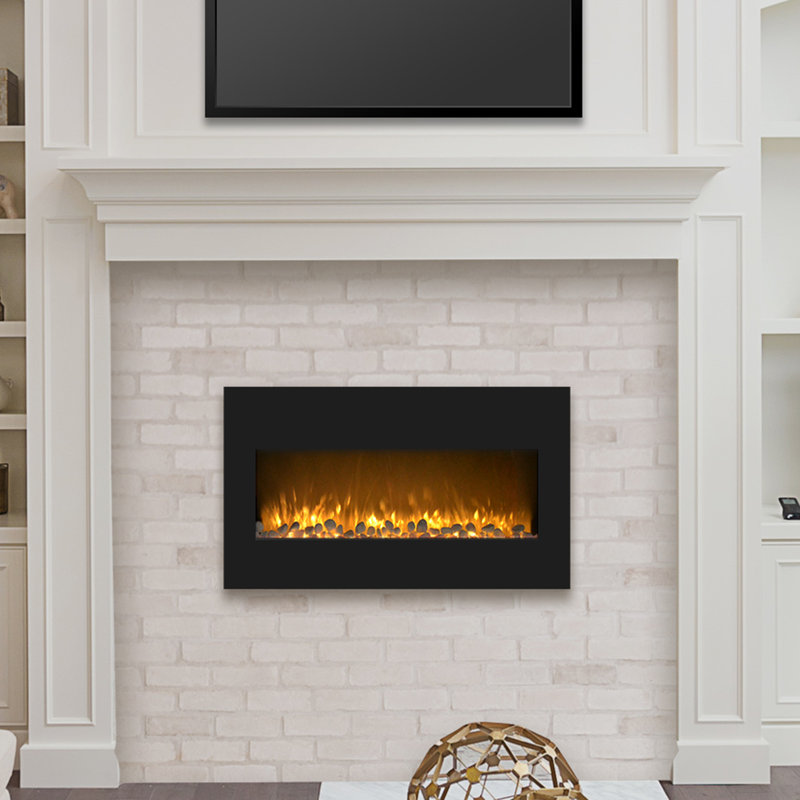 Orren Ellis Rawlings Flat Wall Mounted Electric Fireplace Reviews Wayfair