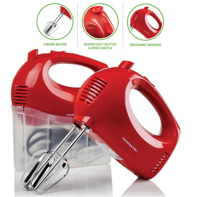 Ovente 5 Speed Hand Mixer Ovente Color: Red