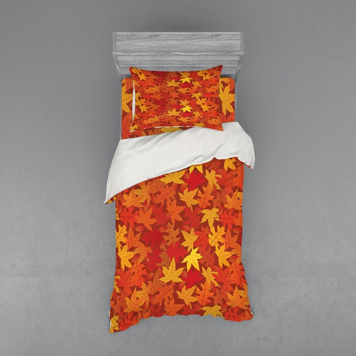 East Urban Home Ambesonne Orange Duvet Cover Set Colourful Autumn