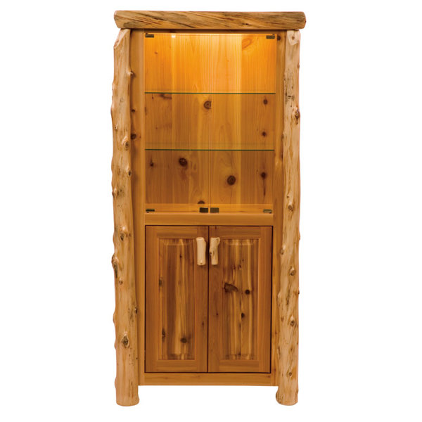 Traditional Cedar Log Lighted Display Stand By Fireside Lodge Savings