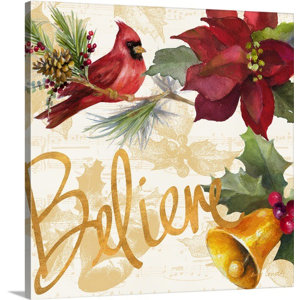 'Christmas Poinsettia IV' Painting Print on Wrapped Canvas