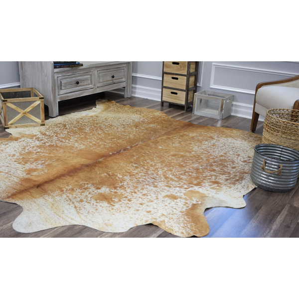 Sarah Hand-Woven Cowhide Beige/Brown Area Rug by Millwood Pines