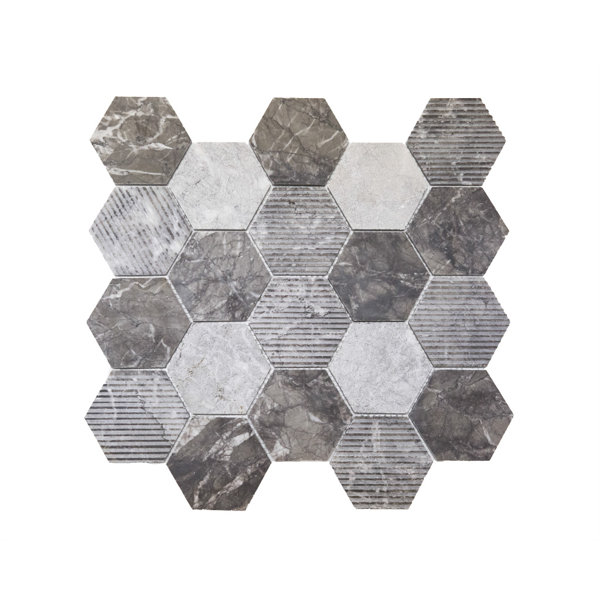 Hex Honeycomb 3 x 3 Mosaic Tile in Bardiglio by Ephesus Stones