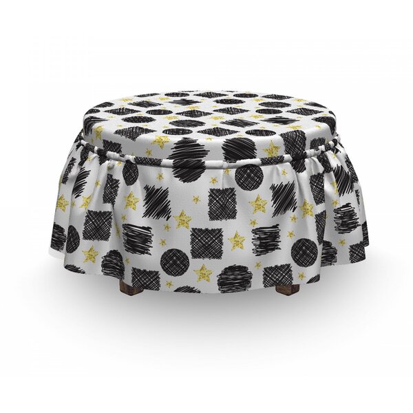 Scribble Art Ottoman Slipcover (Set Of 2) By East Urban Home