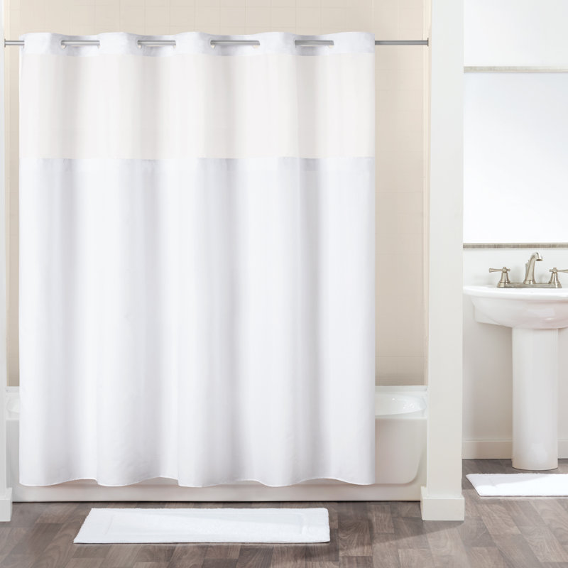 Hookless Antigo Plain Weave Shower Curtain With Fabric Liner