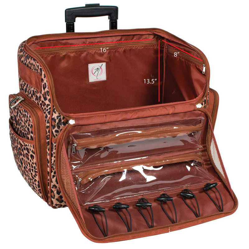 Portable Sewing Case Everything Mary Deluxe Quilted Cheetah Print Rolling Sewing Machine Tote Sewing Bag With Wheels Handle Sewing Machine Case Fits Most Brother Singer Sewing Machines