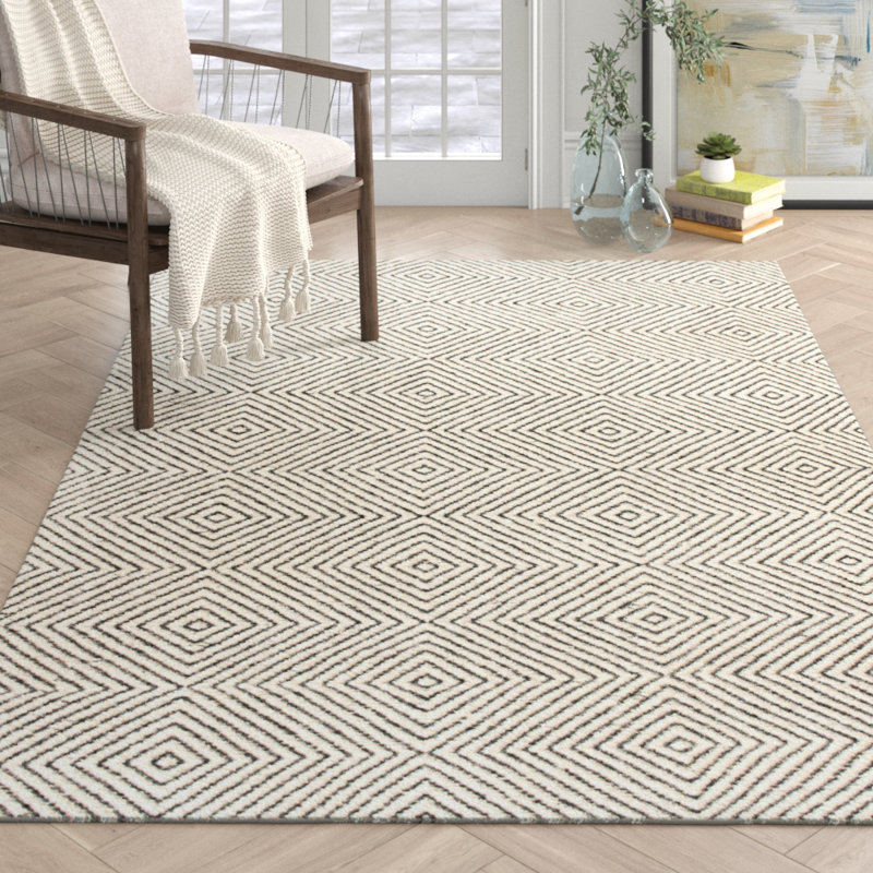 Marcelo Geometric Handmade Tufted Ivory Area Rug Reviews Joss Main