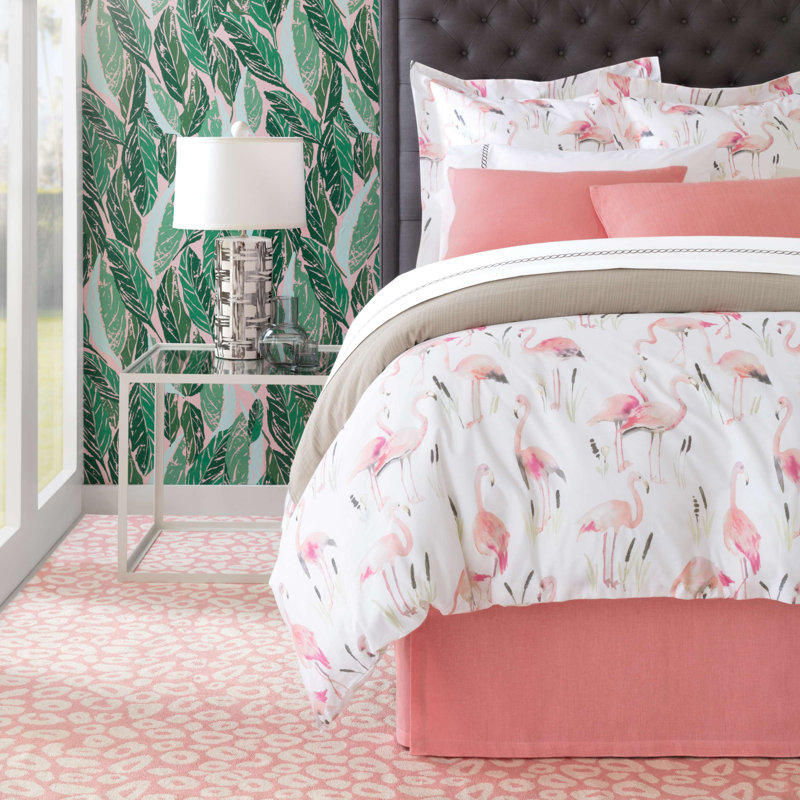 PINK FLAMINGOS SINGLE DUVET COVER SET REVERSIBLE BEDDING KIDS ADULTS