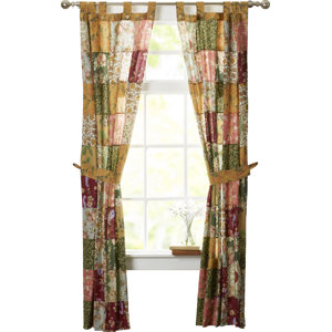 St. John Patchwork Sheer Tab Top Curtain Panels (Set of 2)