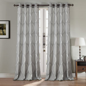 Del Mesa Jacquard Nature/Floral Semi-Sheer Single Curtain Panel