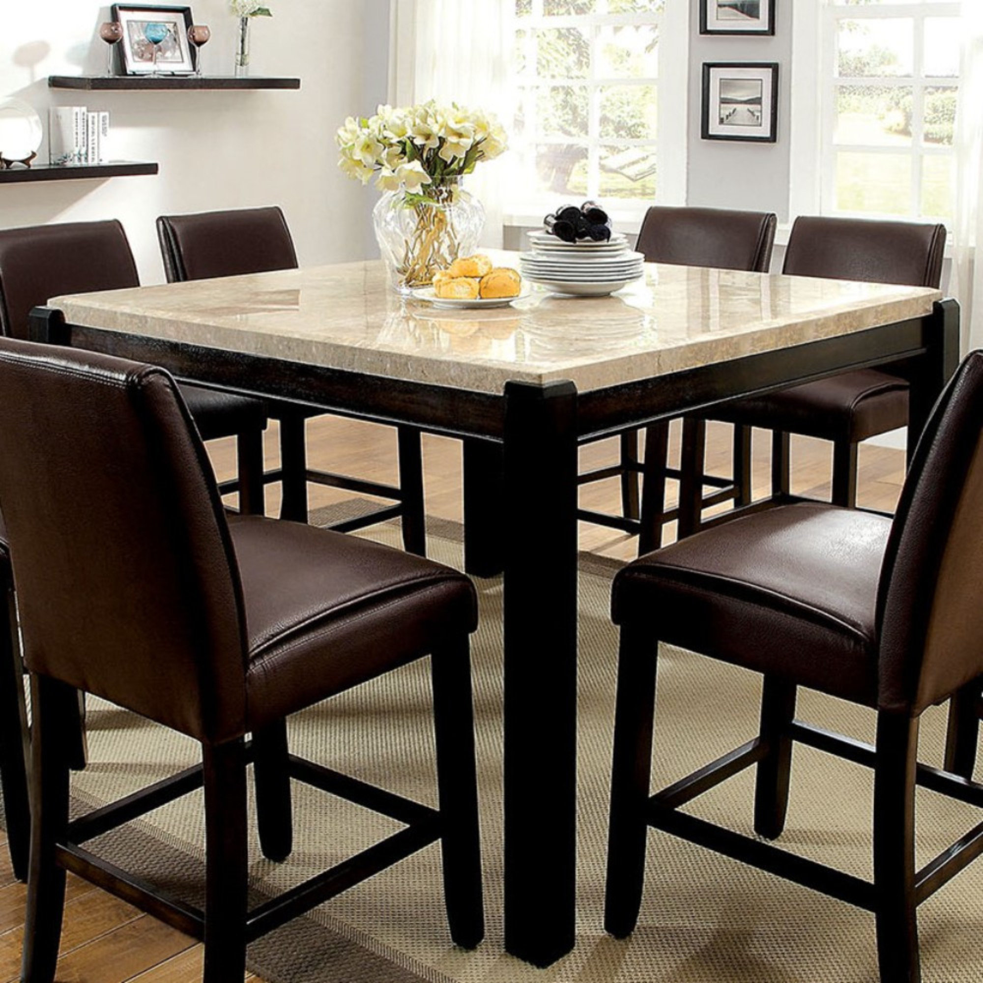 Janeta Marble Top Counter Height Dining Table Janeta Marble Top Counter Height Dining Table