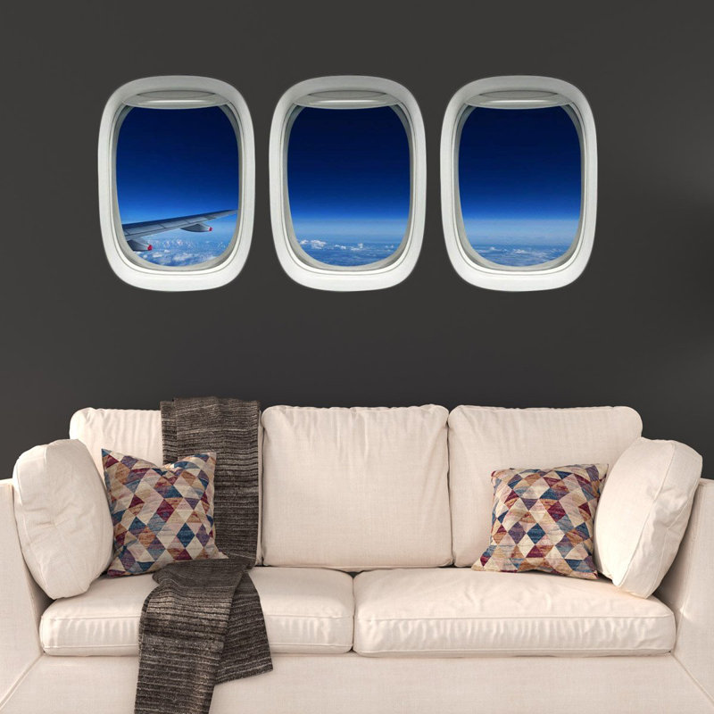 East Urban Home 3 Piece Airplane Window View Wall Decal Set