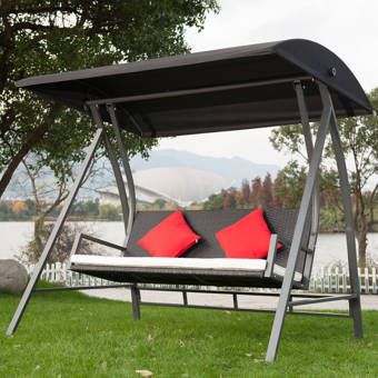Andover Mills Marquette Glider Porch Swing With Stand Reviews Valance not included in canopy measurements. marquette glider porch swing with stand