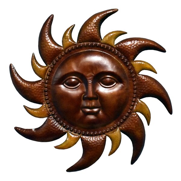 Collections Etc Artistic Sun and Moon Metal Wall Art for Indoors or Outdoors with Rustic Finish Brown 