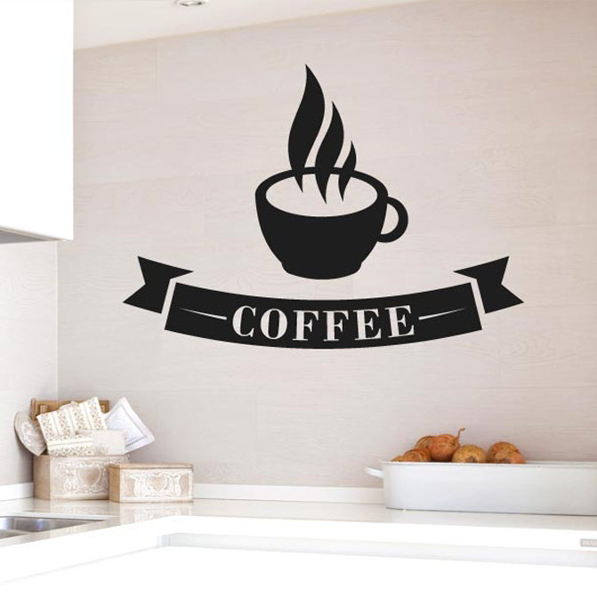 17 Stories Coffee Cup With Banner Wall Sticker Wayfair Co Uk