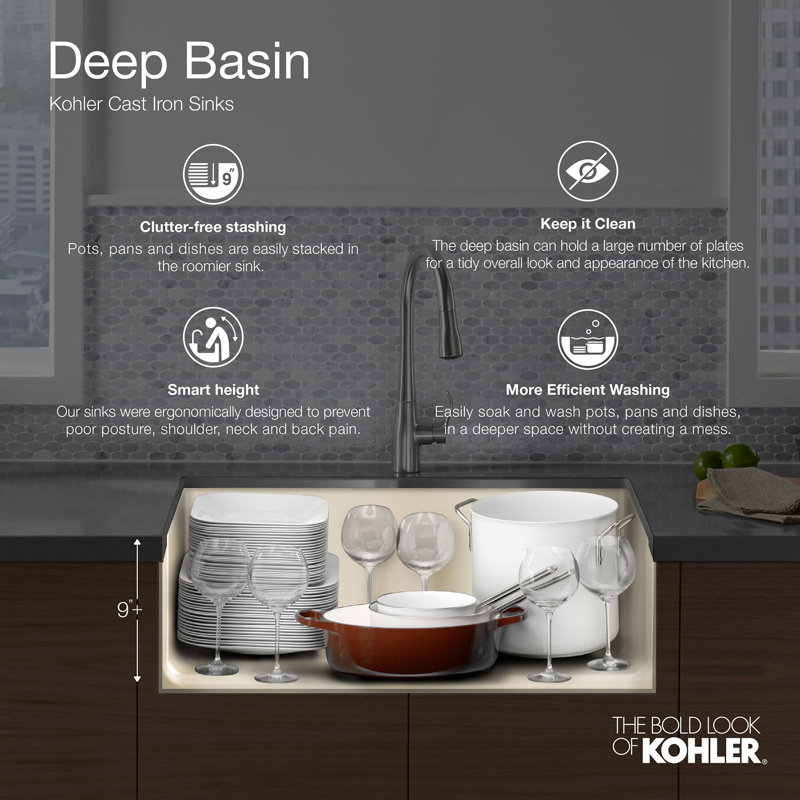 Kohler Iron Tones 27 X 18 75 X 9 625 Top Under Mount Single