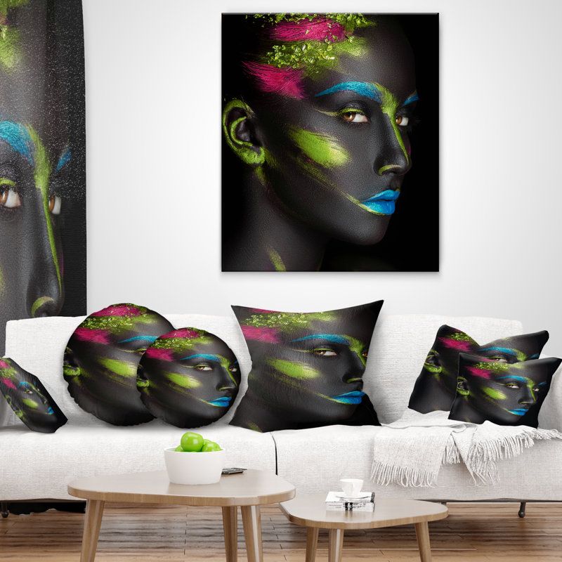 East Urban Home Abstract Portrait Dark Skinned Girl With Make Up