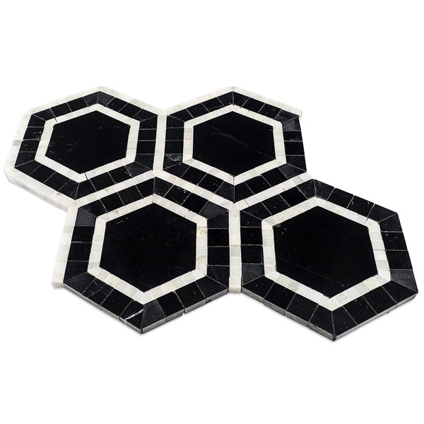 Zeta Random Sized Marble Mosaic Tile in Nero by Splashback Tile