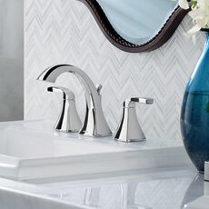 Voss Widespread Bathroom Faucet with Drain Assembly by Moen