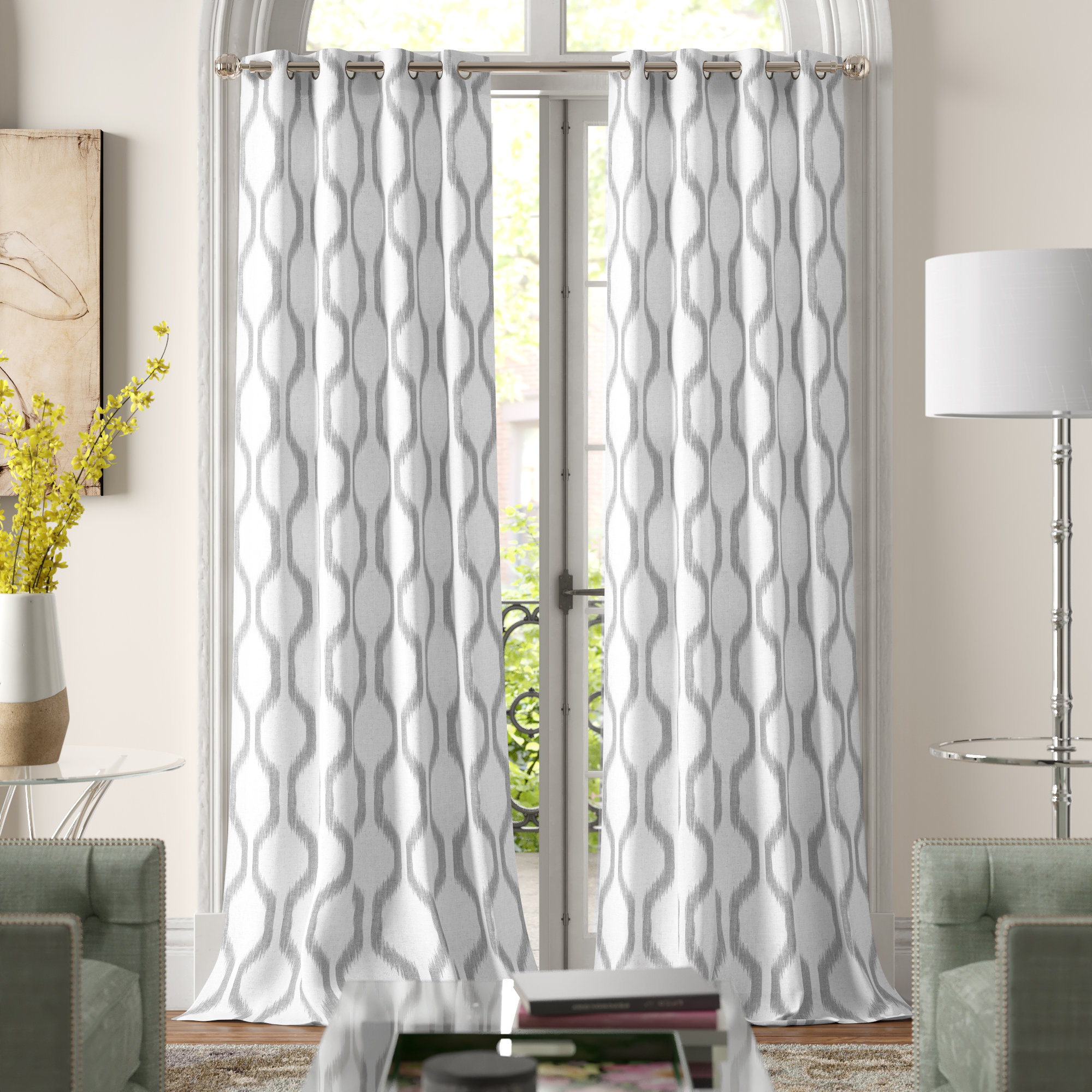 Valdovinos Geometric Room Darkening Grommet Single Curtain Panel