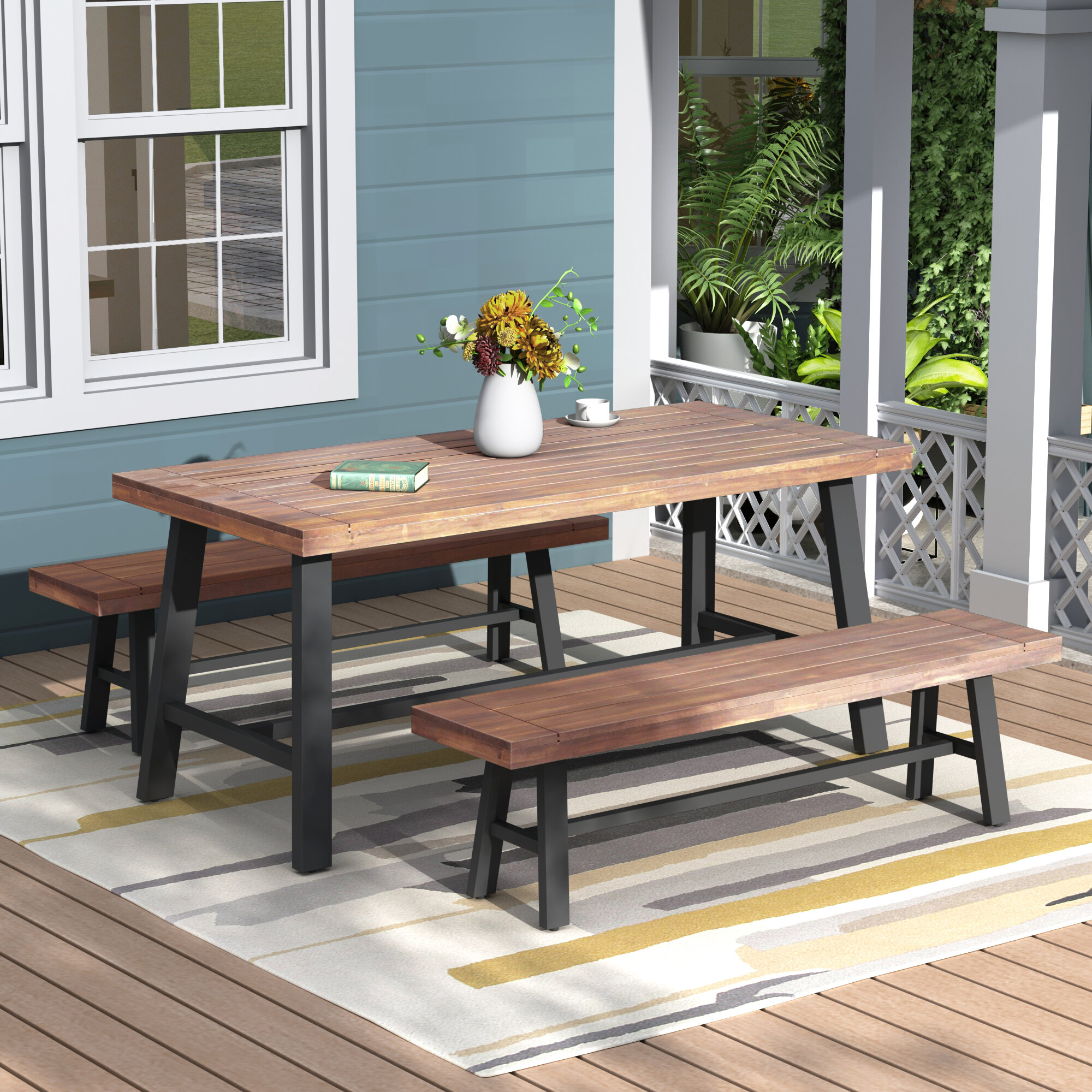 Gracie Oaks Burlingame 3 Piece Dining Set Wayfair