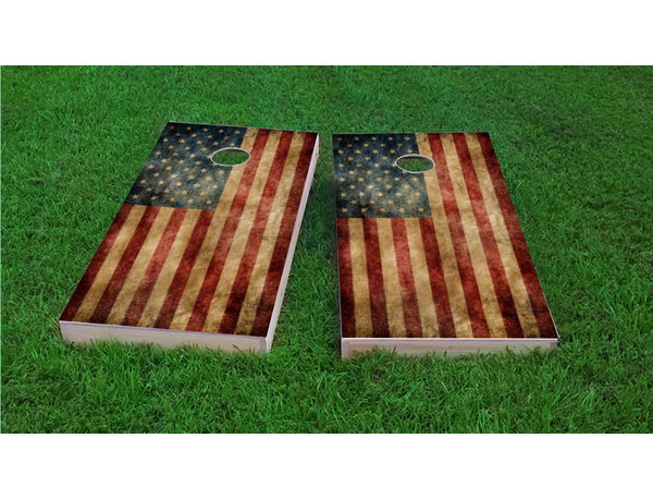 Oregon Themed Worn  Distressed Wood Slat State Flag Themed Custom Cornhole Board Game Set