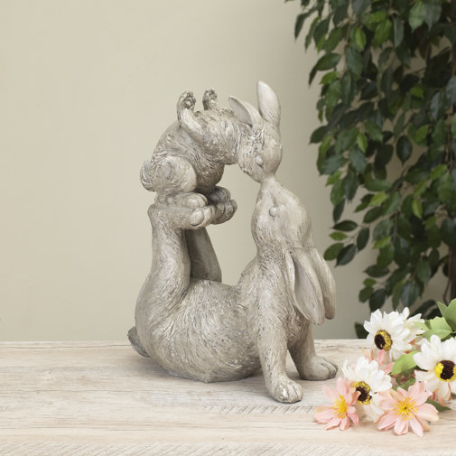 One Allium Way Davies 14.5"H Resin Kissing Bunnies Statue | Wayfair