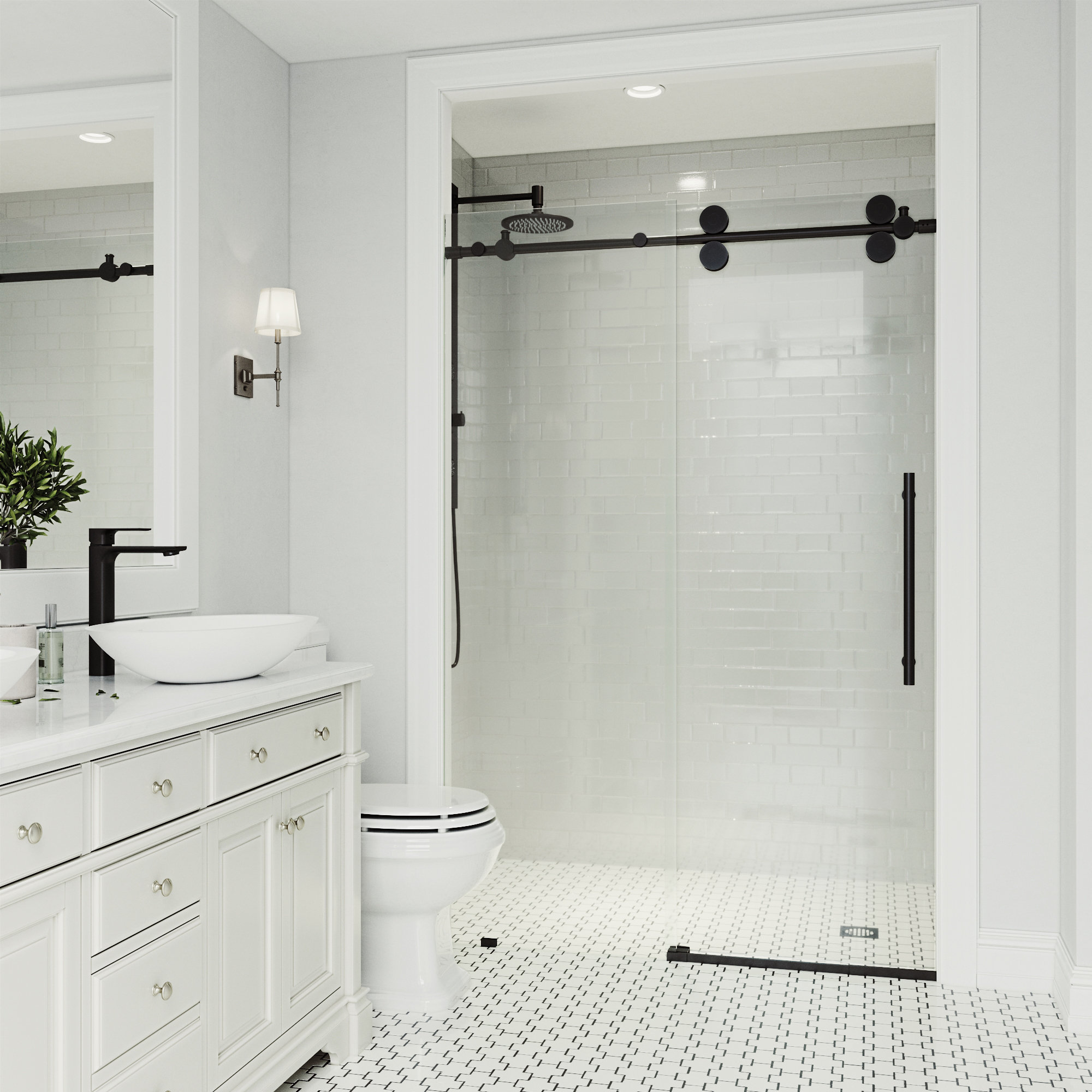 Elan 68 X 74 Single Sliding Frameless Shower Door With Smartadjust Technology Elan 68 X 74 Single Sliding Frameless Shower Door With Smartadjust Technology