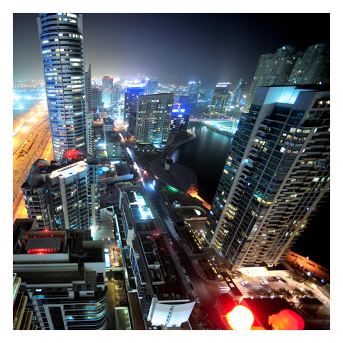 Dubai Lights 3.36m x 3.36m Textured Matte Peel & Stick Wall Mural East Urban Home