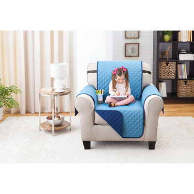 Reversible Armchair Slipcover Winston Porter Upholstery: Blue/Light Blue