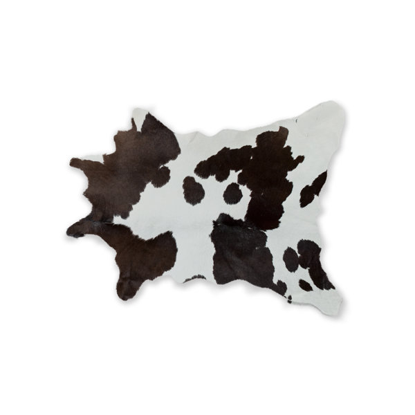 Hali Hand-Woven Cowhide Chocolate/White Area Rug by Bloomsbury Market