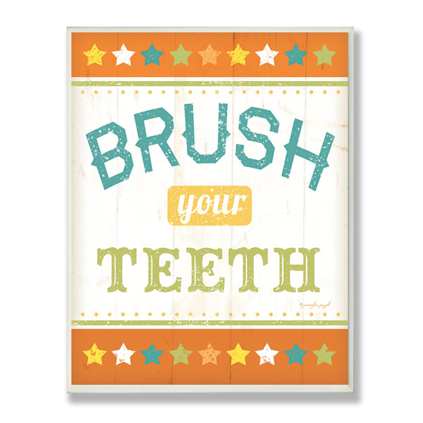 Stupell Industries Brush Your Teeth Rainbow Typography ...