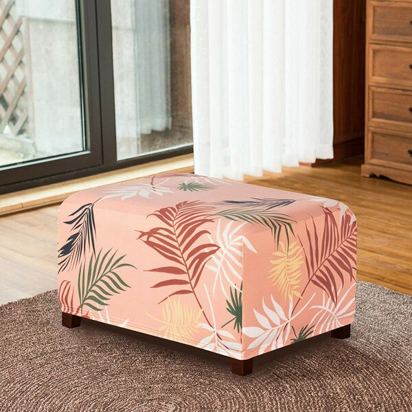 Leaves Printed Storage Rectangle Ottoman Slipcover By Symple Stuff