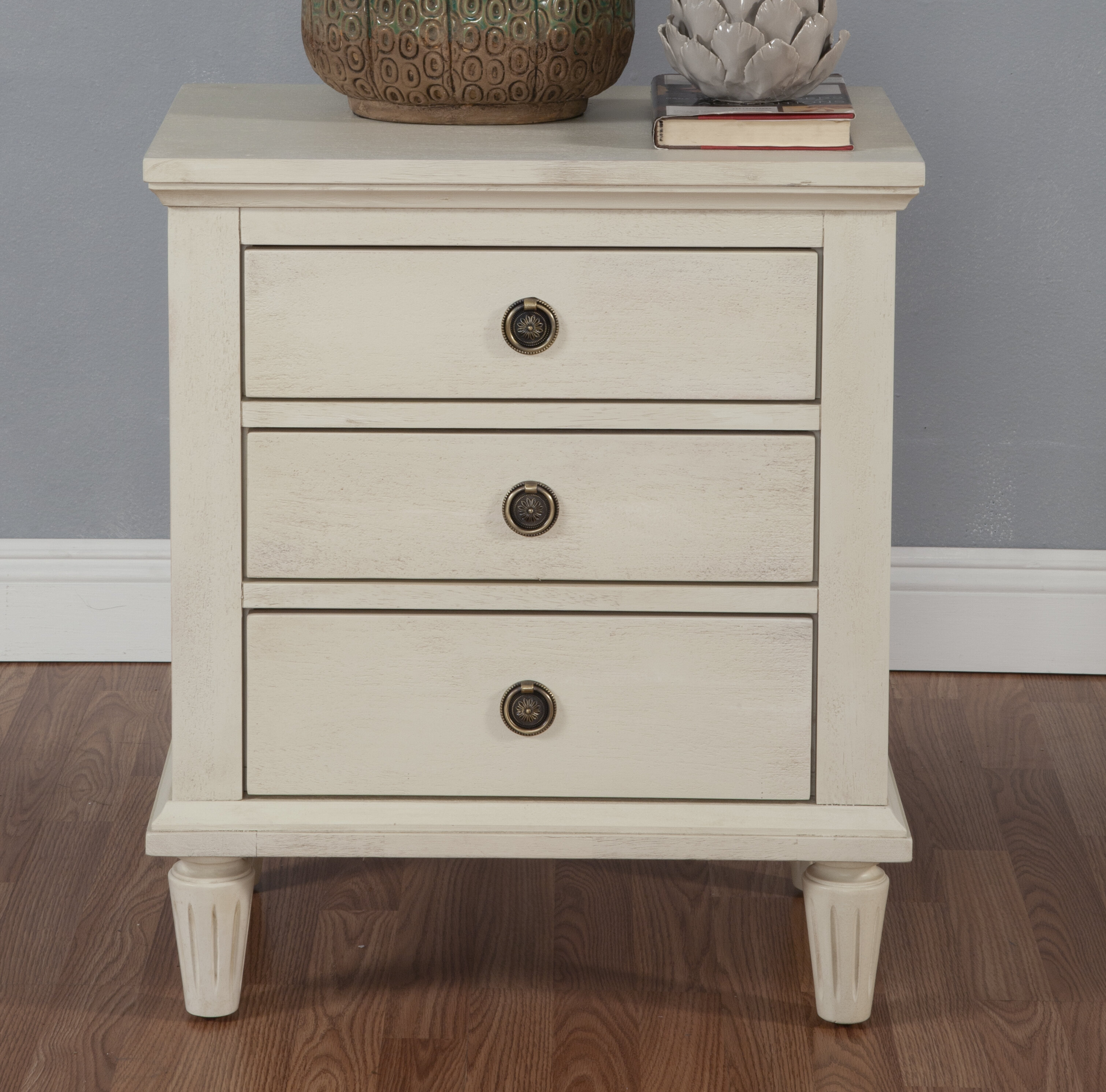 One Allium Way Cambridge 3 Drawers Night Stand In Oak Grey Wash Reviews Wayfair Ca