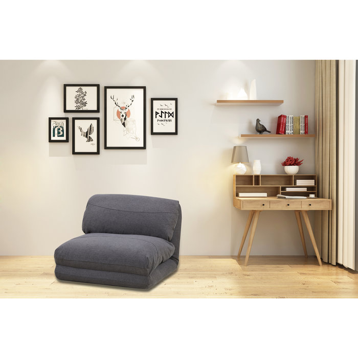 Wrought Studio Tri Fold Light Grey Futon Chair Sofa Bed Extra
