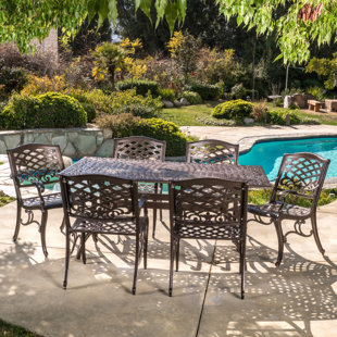 Metal Patio Furniture You Ll Love Wayfair Ravenna Cast Aluminum 7 Piece Outdoor Dining Set